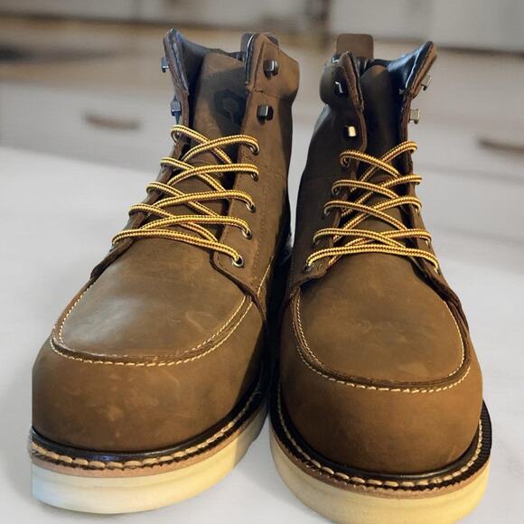 Brand New QLTY - Regular Toe Brown Leather Work Boot Men’s Size 14 - Picture 1 of 6